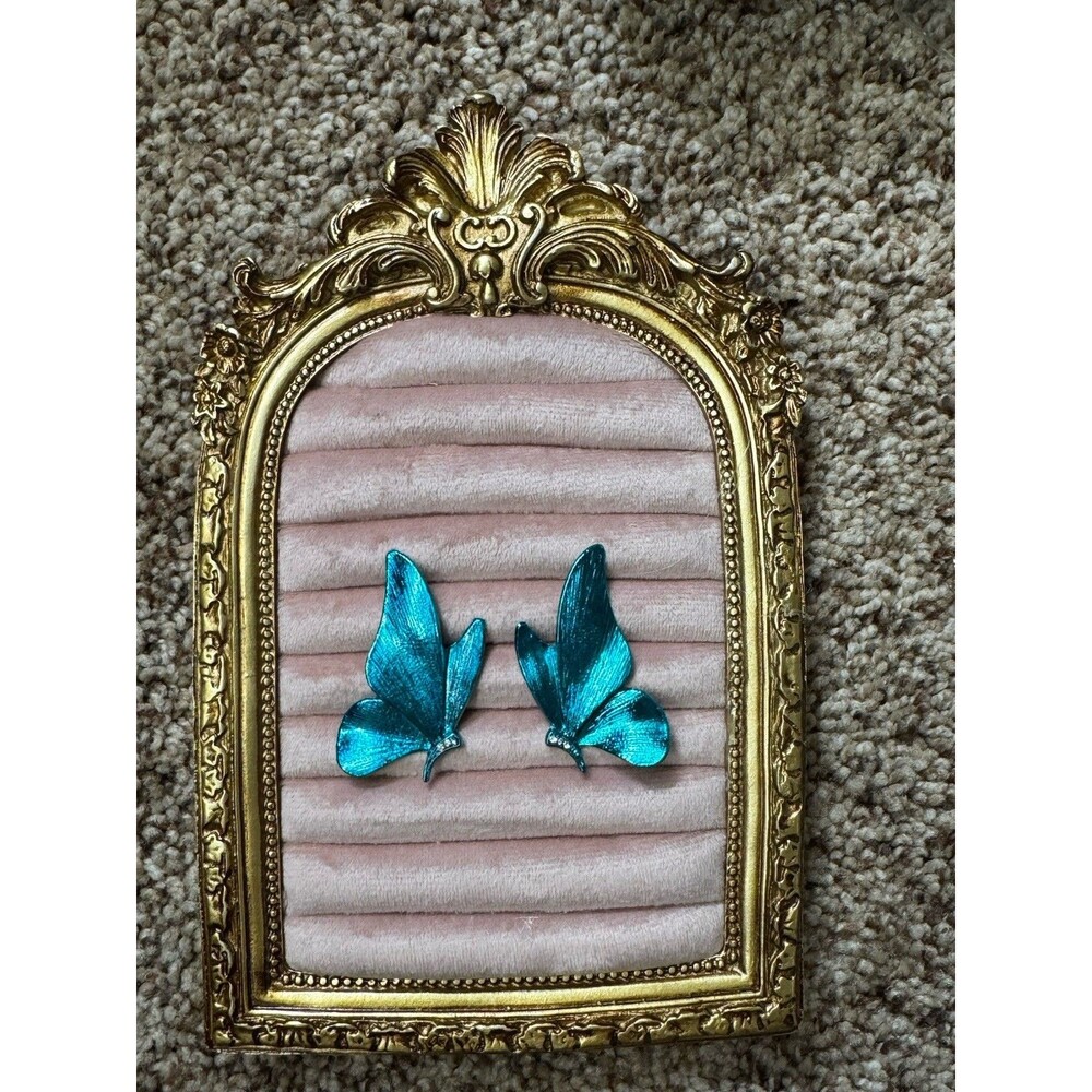 Metallic Blue butterfly earrings